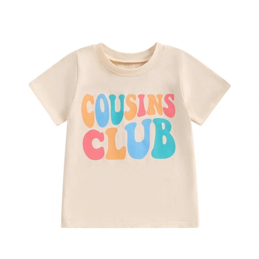 Toddler Boys Girls T-Shirts Colorful Letter Print Crew Neck Shirts