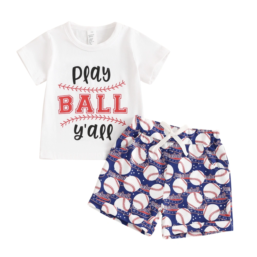 Toddler Boys Summer Outfits Baseball Letter Print Tops and Shorts