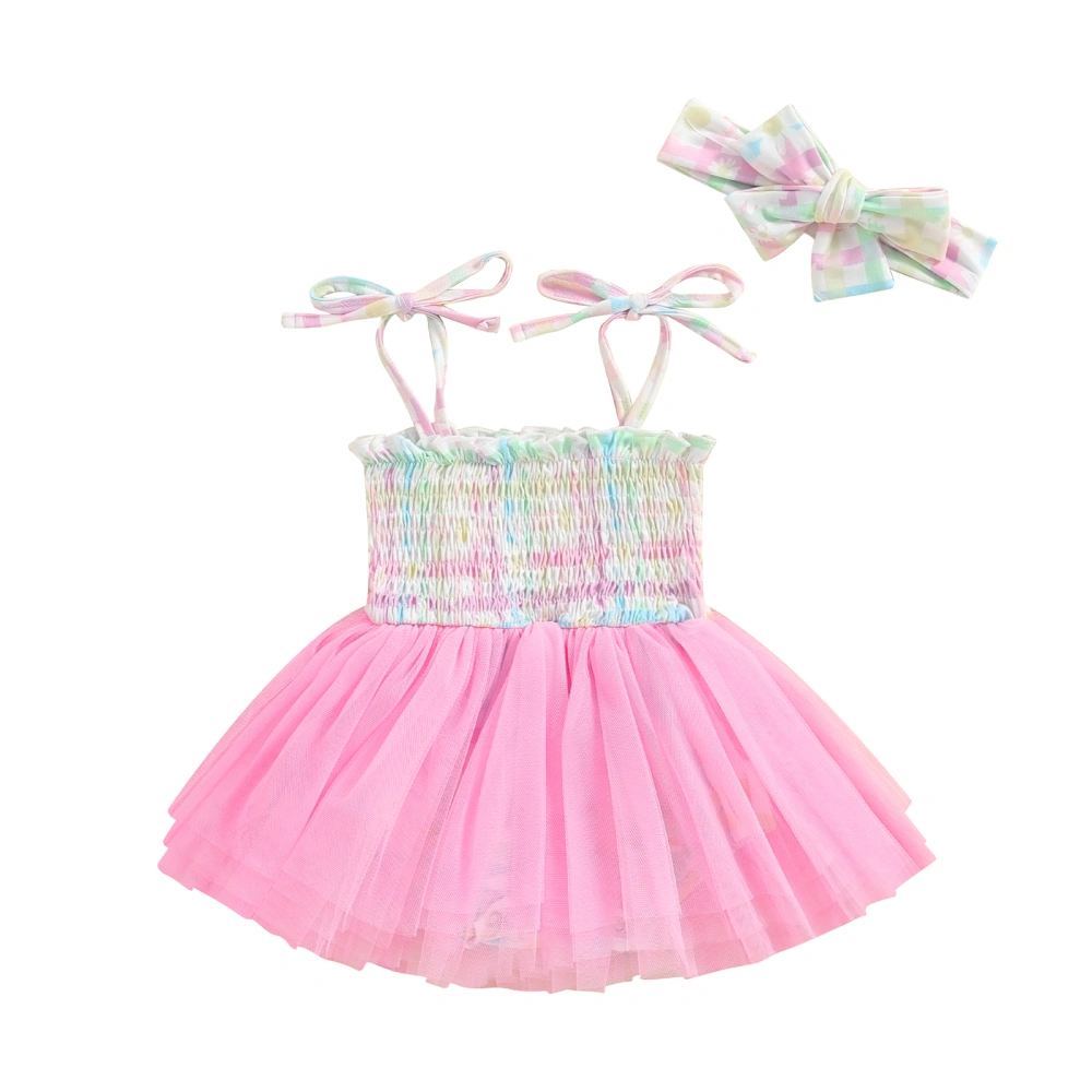 Baby Girl Slip Dress, Tie-up Stripes Tulle Patchwork Princess Dress