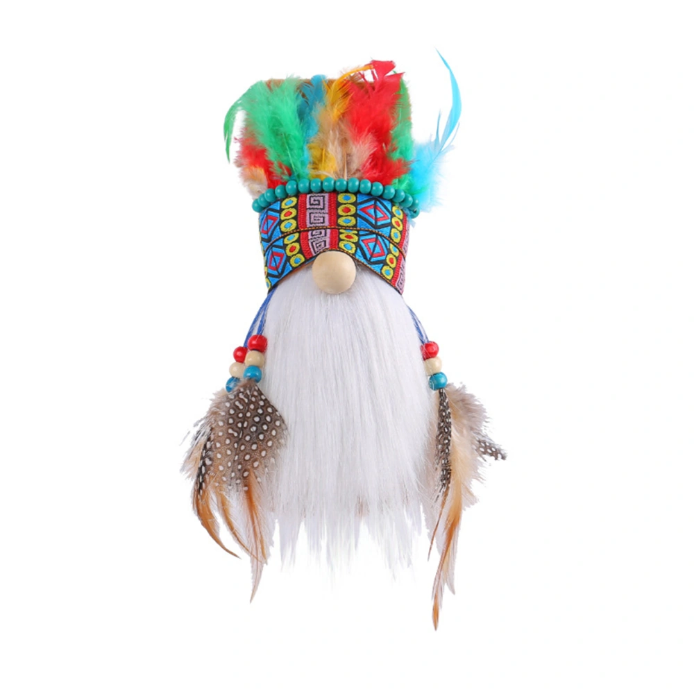 Stuffed Native American Gnomes Vintage Tribal Feathered Hat Gnomes 