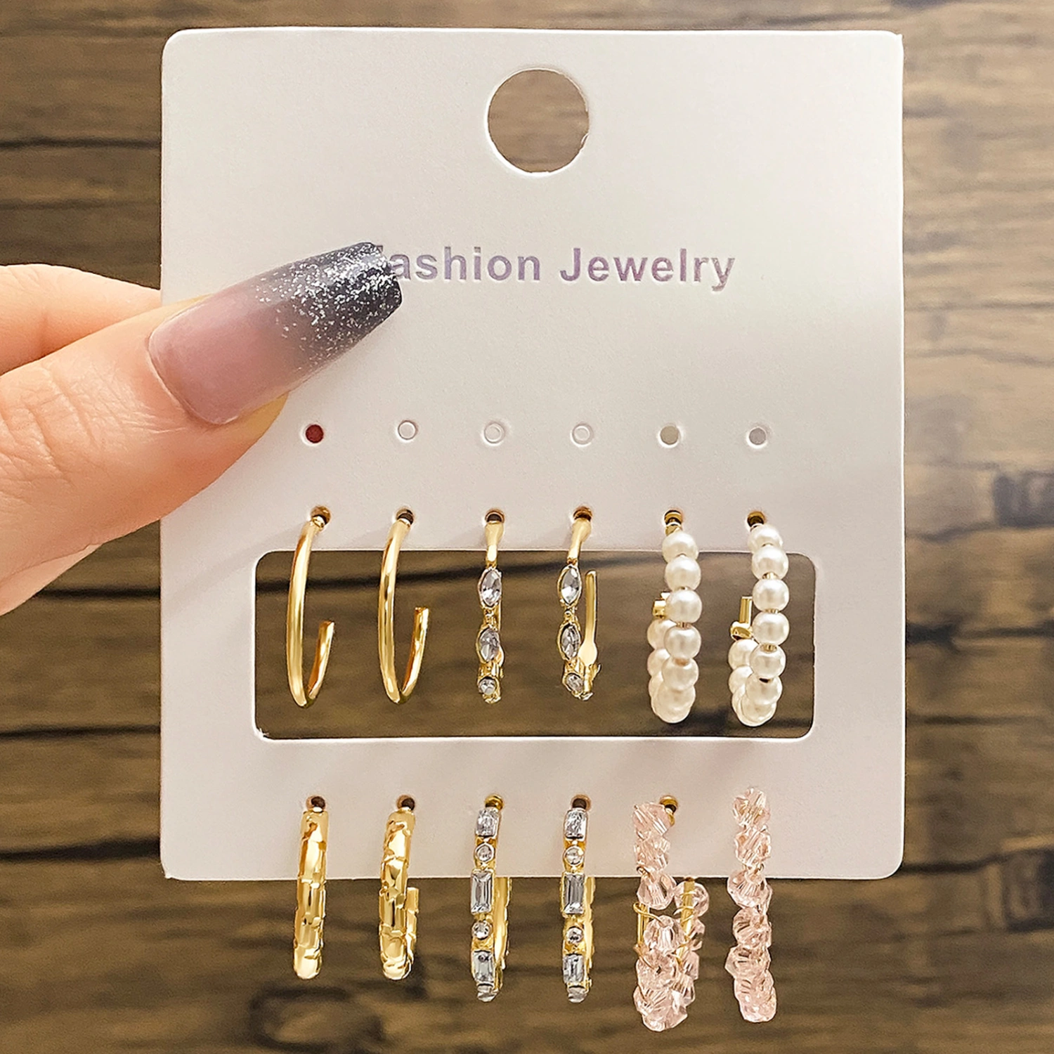 Women C Earrings 6 Pair Lightweight Elegant Simple Hoop Earrings