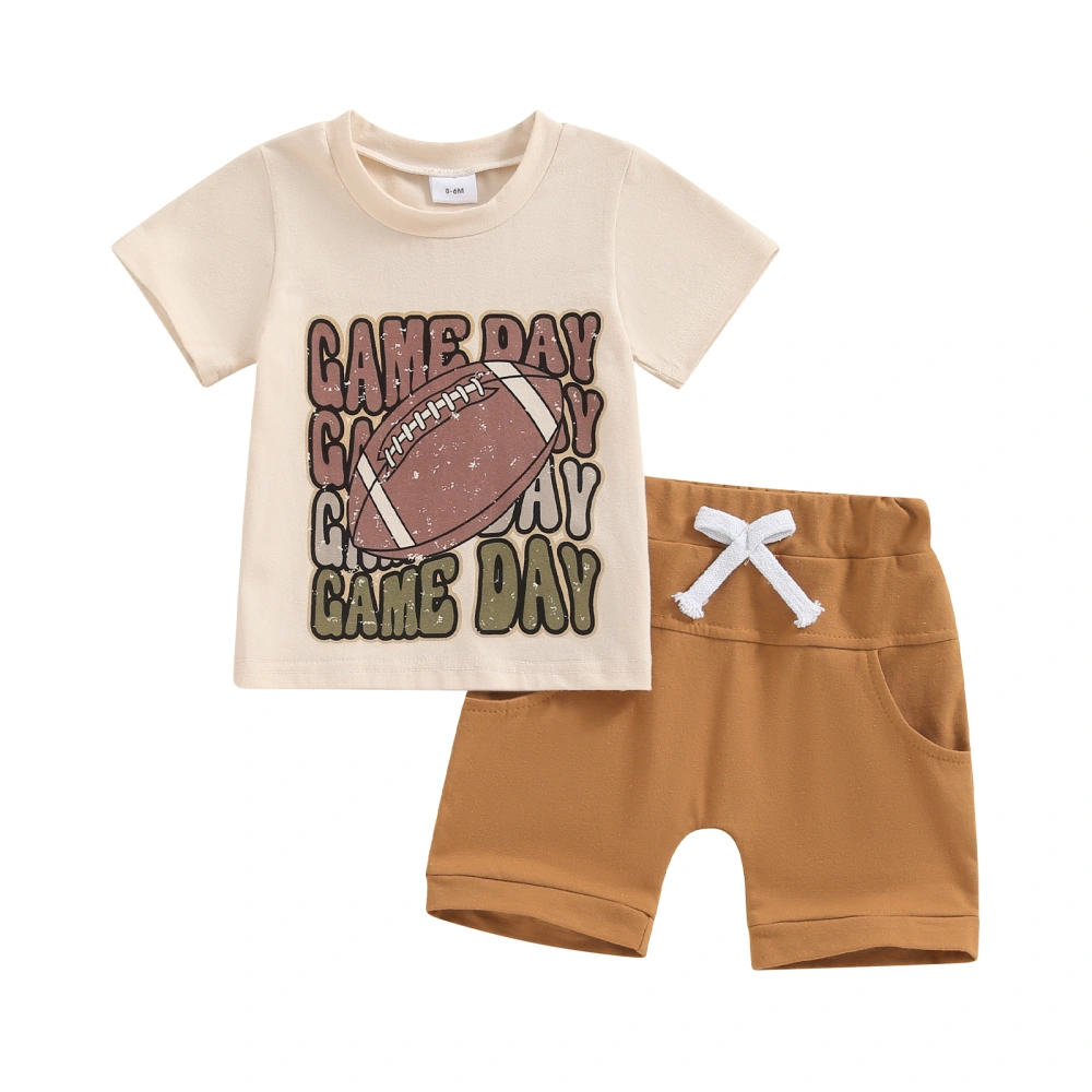 Baby Boys Shorts Set, Short Sleeve Letters Football T-shirt Shorts