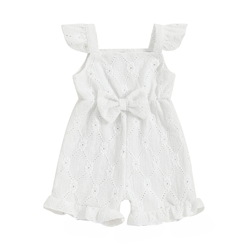 Baby Girls Jumpsuit Jacquard Flower Fly Sleeve Shorts Romper 