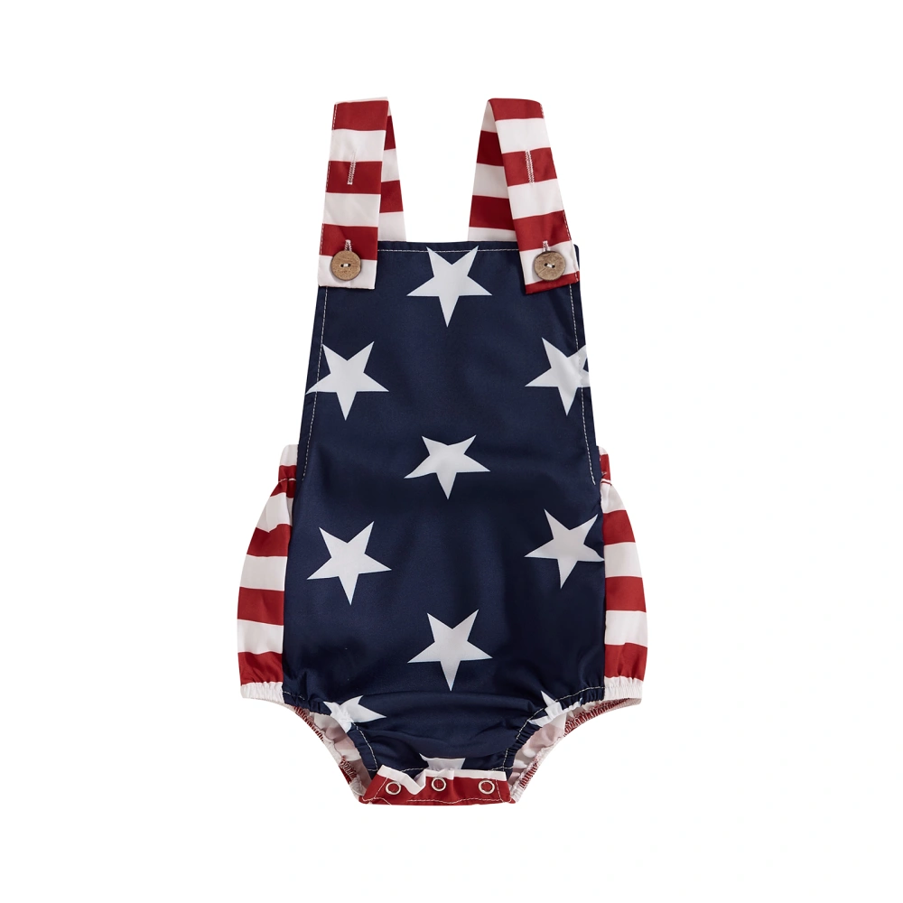 Baby Independence Day Romper Sleeveless Star Stripe Print Romper