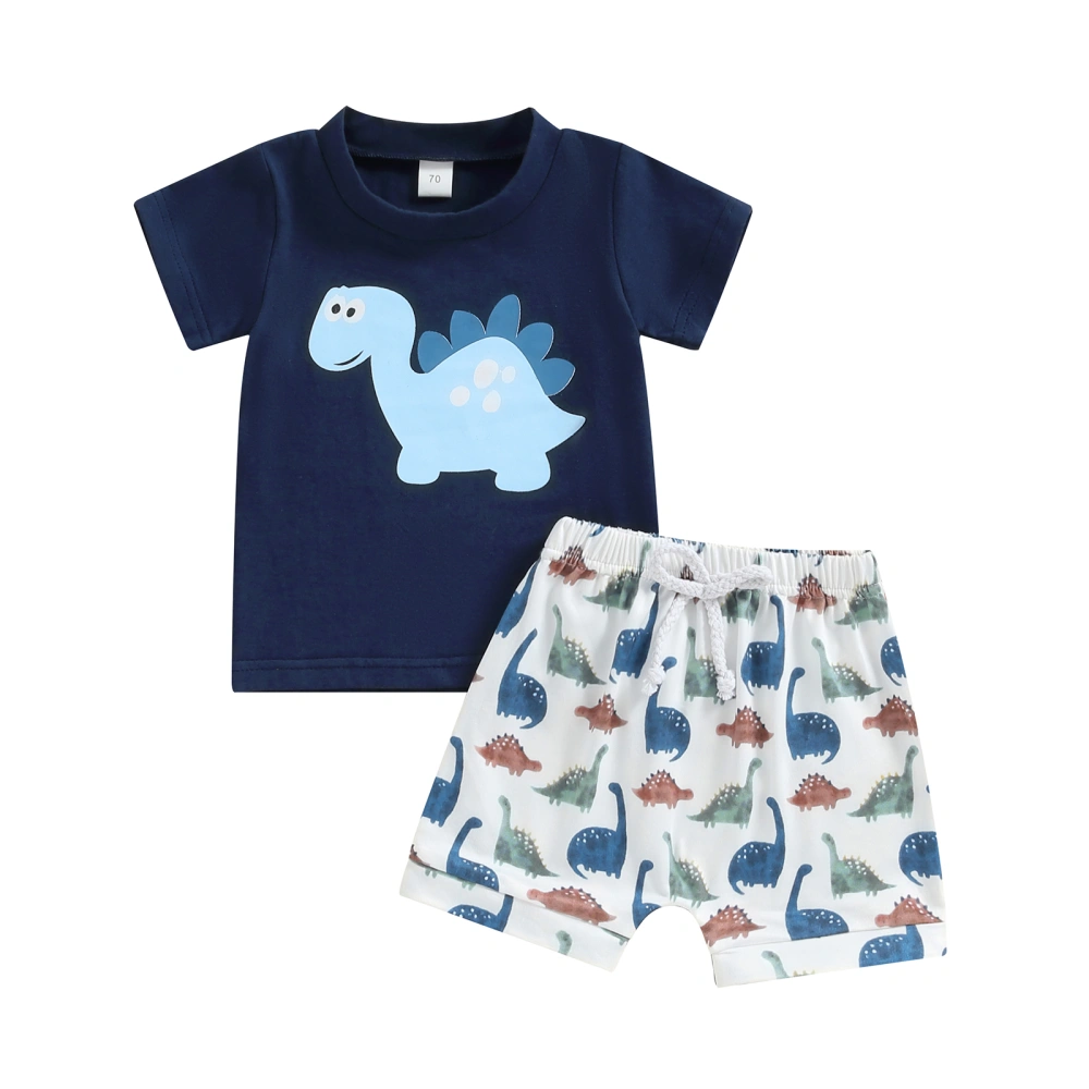 Toddler Boys Summer Outfits Dinosaur Tops Elastic Waist Shorts