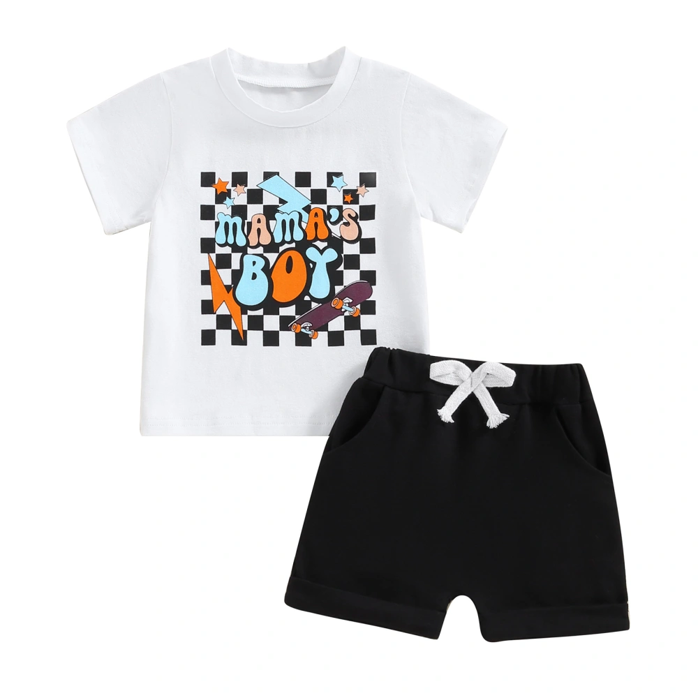 Baby Boys Summer Outfits Letter Print T-Shirt and Elastic Shorts Set