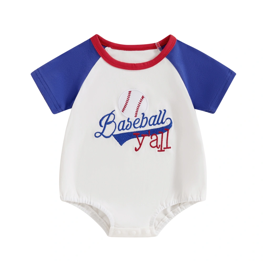 Baby Boys Girls Romper Short Sleeve Baseball Embroidery Bodysuit