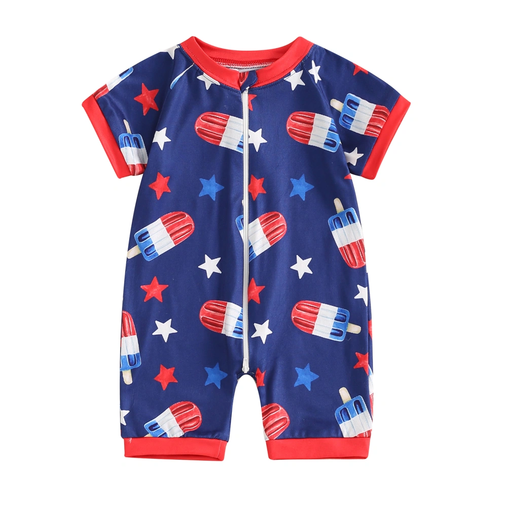 4th of July Baby Boys Rompers Ice Cream Stars Print Bodysuits