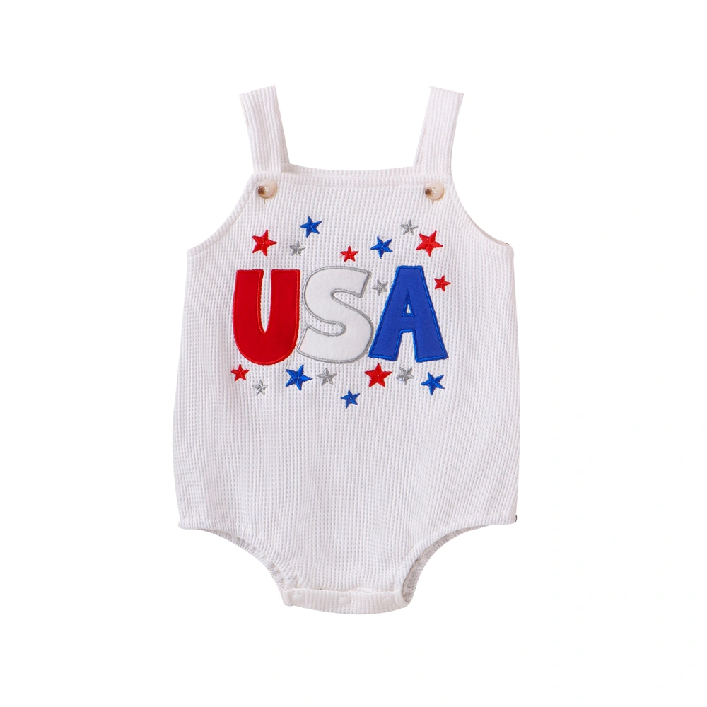 Baby Boy Girl Overalls Star Embroidery Sleeveless 4th of July Romper 