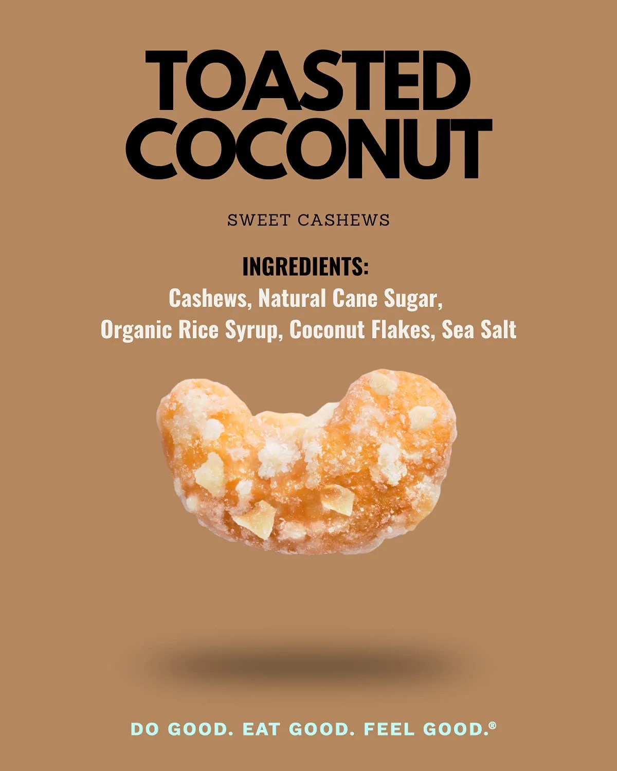 Toasted Coconut Air Roasted Whole Cashews by Karma Nuts, Lightly Sweetened, Peanut-Free Facility, Kosher, Everyday Nut Snack, 7oz Resealable Bag - 6 pack