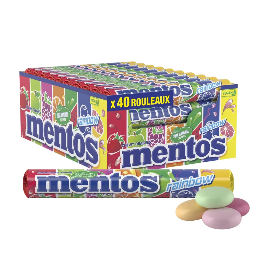 Mentos Rainbow Display mit 40 Rollen, 1er Pack (1 x 1.5 kg)