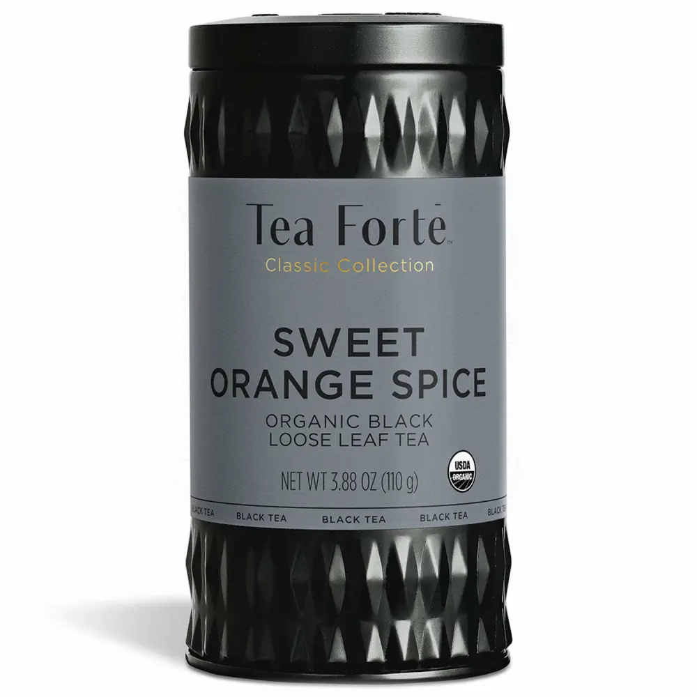 Tea Forte Black Tea, Loose Tea Canister Makes 35-50 Cups, Sweet Orange Spice, 2.82 Ounces