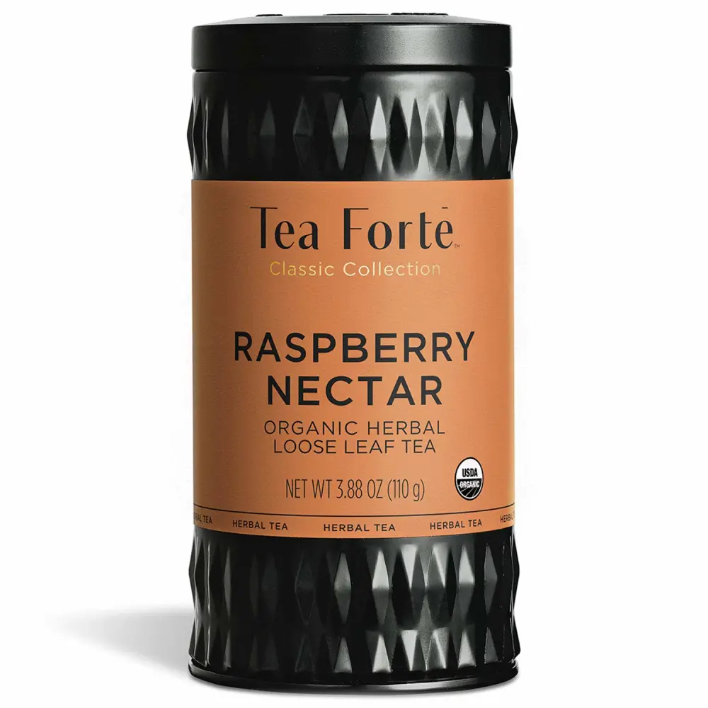 Tea Forte Organic Herbal Tea, Makes 35-50 Cups, 3.88 Ounce Loose Leaf Tea Canister, Raspberry Nectar