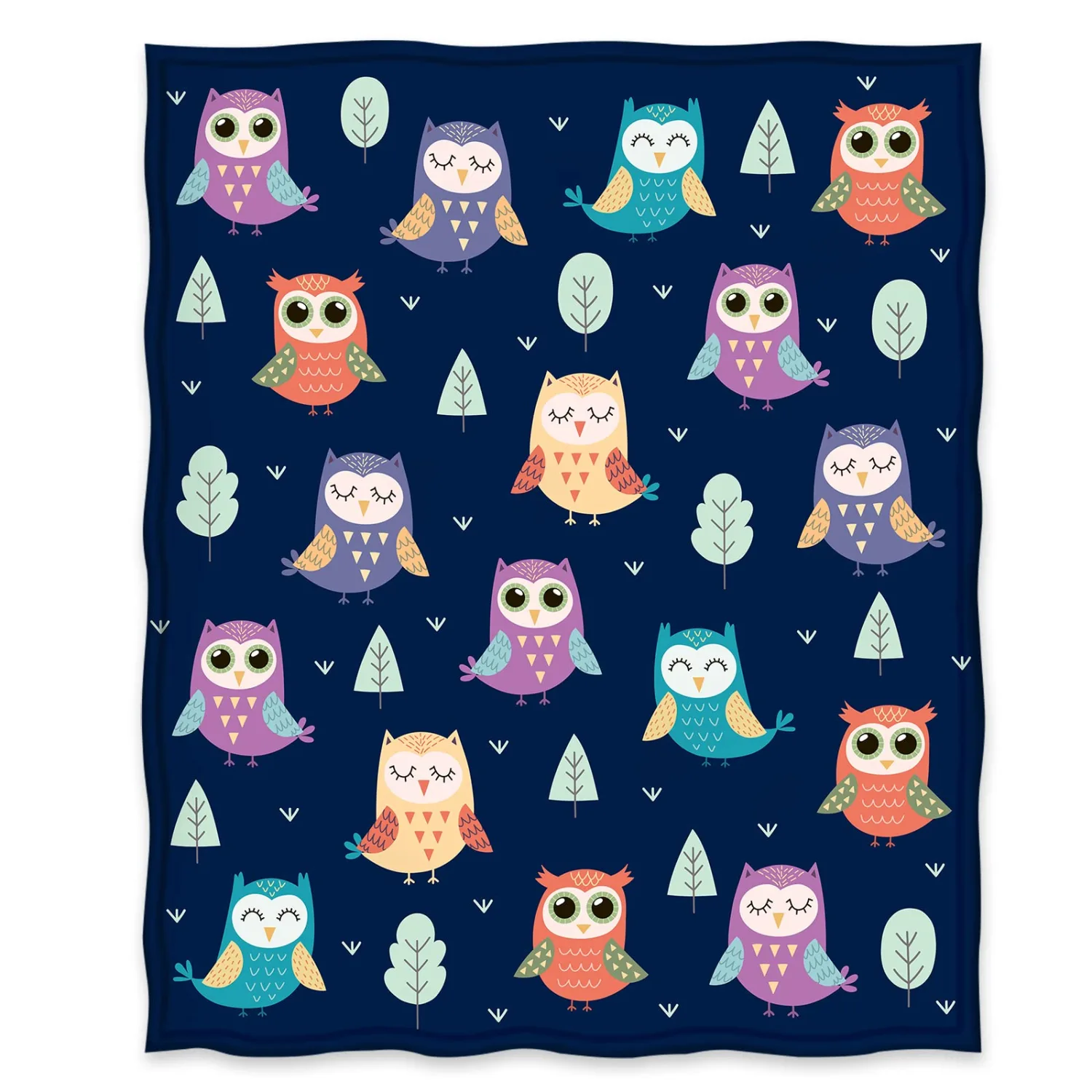 Jekeno Owl Blanket Gifts for Women Kids Girls Home Bedroom Living Room Decor Soft Cozy Lightweight Throw Blankets Navy Blue 60"x80"