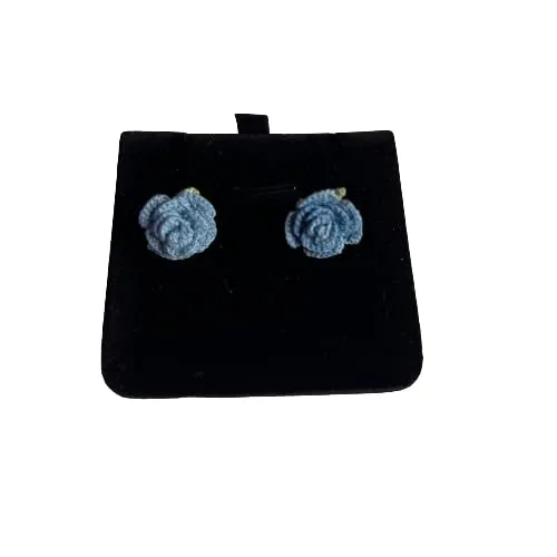 Blue Rose Flower stud Earring Handmade earing present for women with 925 sterling silver Plated 14K gold (blue rose)