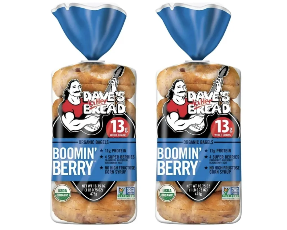 generic Dave's Killer Bread Organic Boomin Berry Bagels - 16.75oz/5ct USDA ORGANIC Non-GMO, NO High Fructose Corn Syrup, No Artificial Flavors, Whole Grain (2 PACK 10 Bagels in Total)