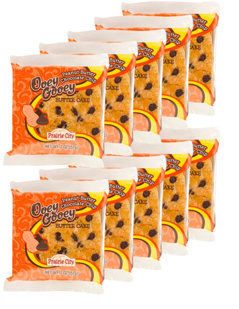 Prairie City Bakery Ooey Gooey Butter Cake Individually Wrapped On The Go Dessert Sweet Treats Perfect For Snacking 2 Ounce Snack Cakes Pack of 10 (Peanut Butter Chocolate Chip)