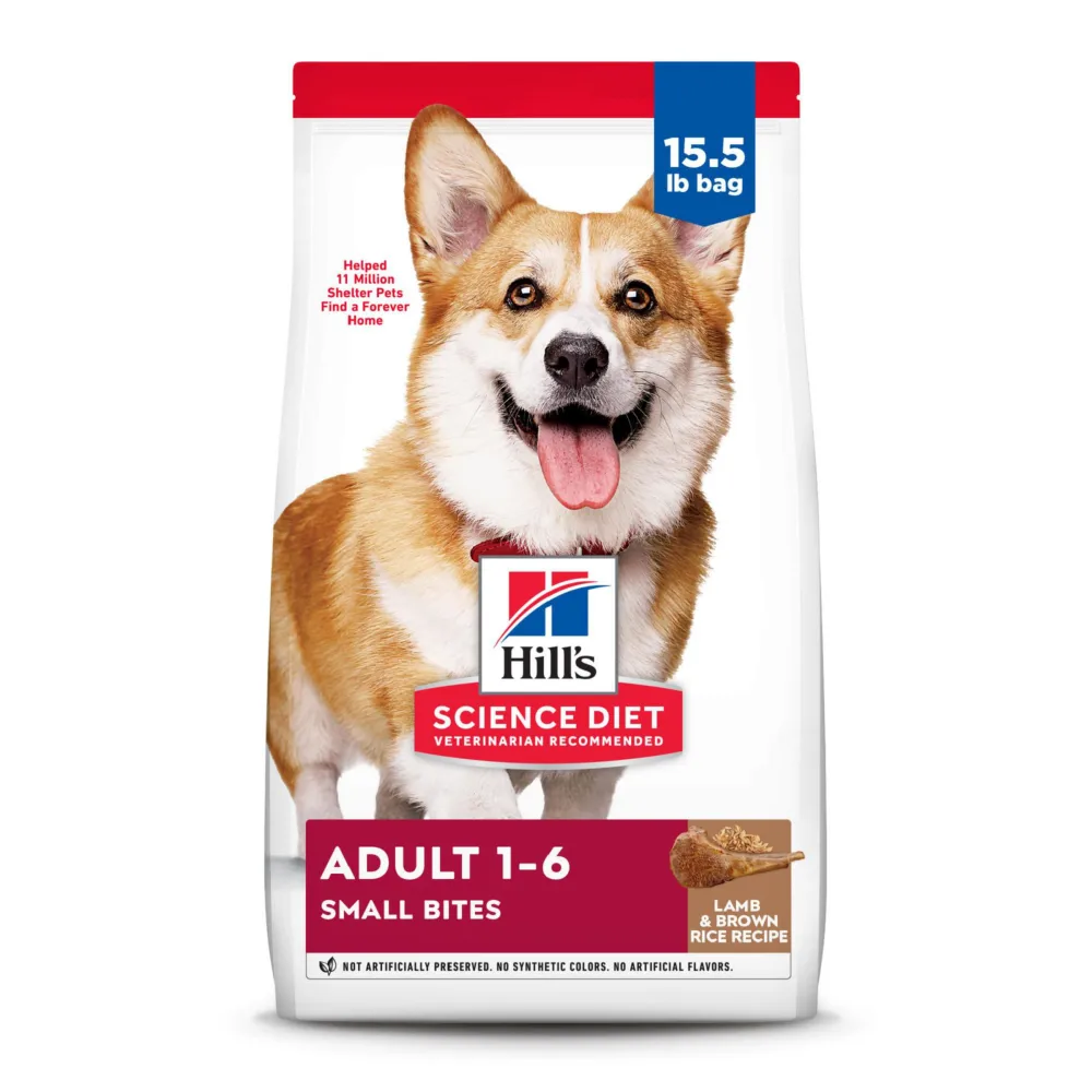 Hill's Science Diet Adult 1-6, Adult 1-6 Premium Nutrition, Small Kibble, Dry Dog Food, Lamb & Brown Rice, 15.5 lb Bag