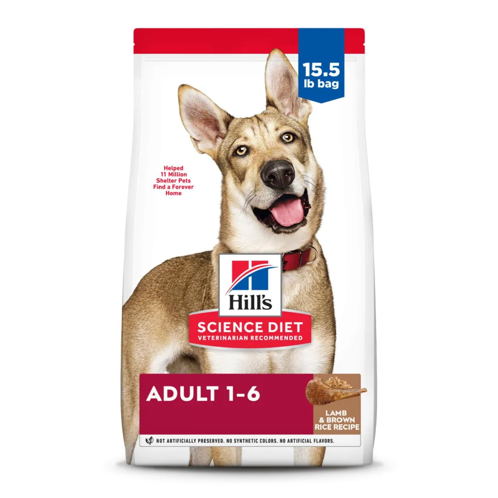 Hill's Science Diet Adult 1-6, Adult 1-6 Premium Nutrition, Dry Dog Food, Lamb & Brown Rice, 15.5 lb Bag