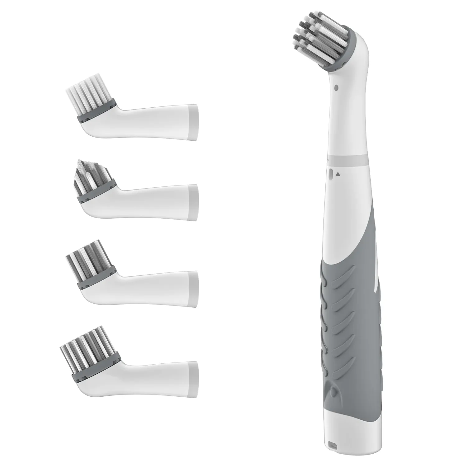 Electric Cleaning Brush with 4 in 1 Multiple Brush Heads, Indoor Household Cordless Motorized Brush for Bathroom Toilet Kitchen Tile Crevice(Grey)