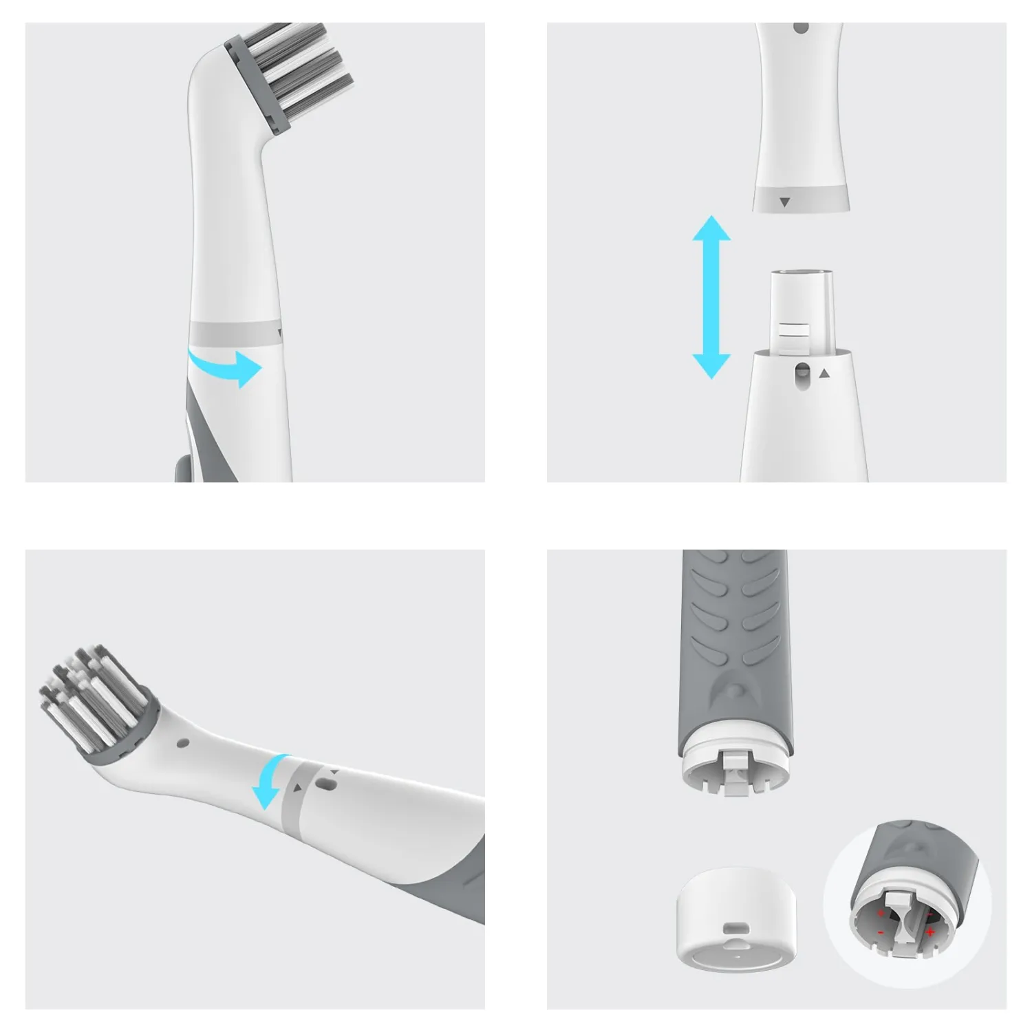 Electric Cleaning Brush with 4 in 1 Multiple Brush Heads, Indoor Household Cordless Motorized Brush for Bathroom Toilet Kitchen Tile Crevice(Grey)