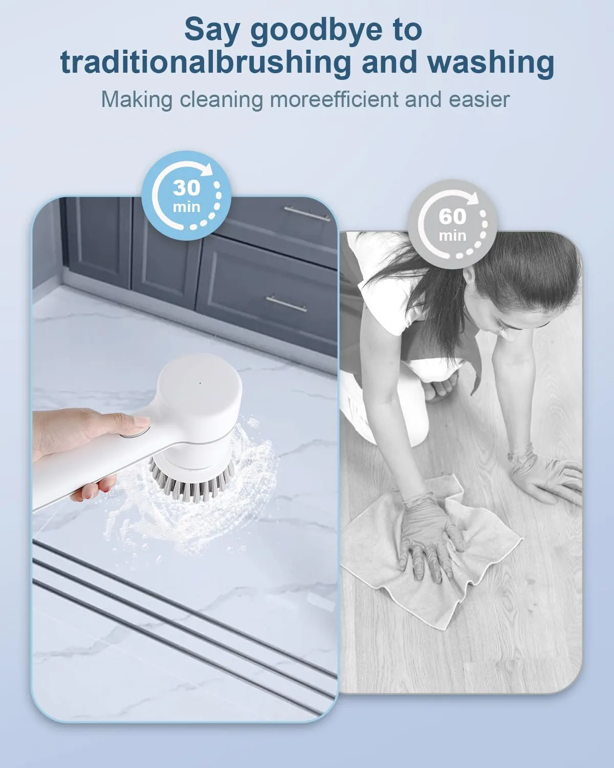 Electric Spin Scrubber - Shower Scrubber,Bathroom Scrubber Electric,for Cleaning Tub, Floor, Tile, Window, Sink, Kitchen Cleaning with 5 Electric Cleaning Brush Head