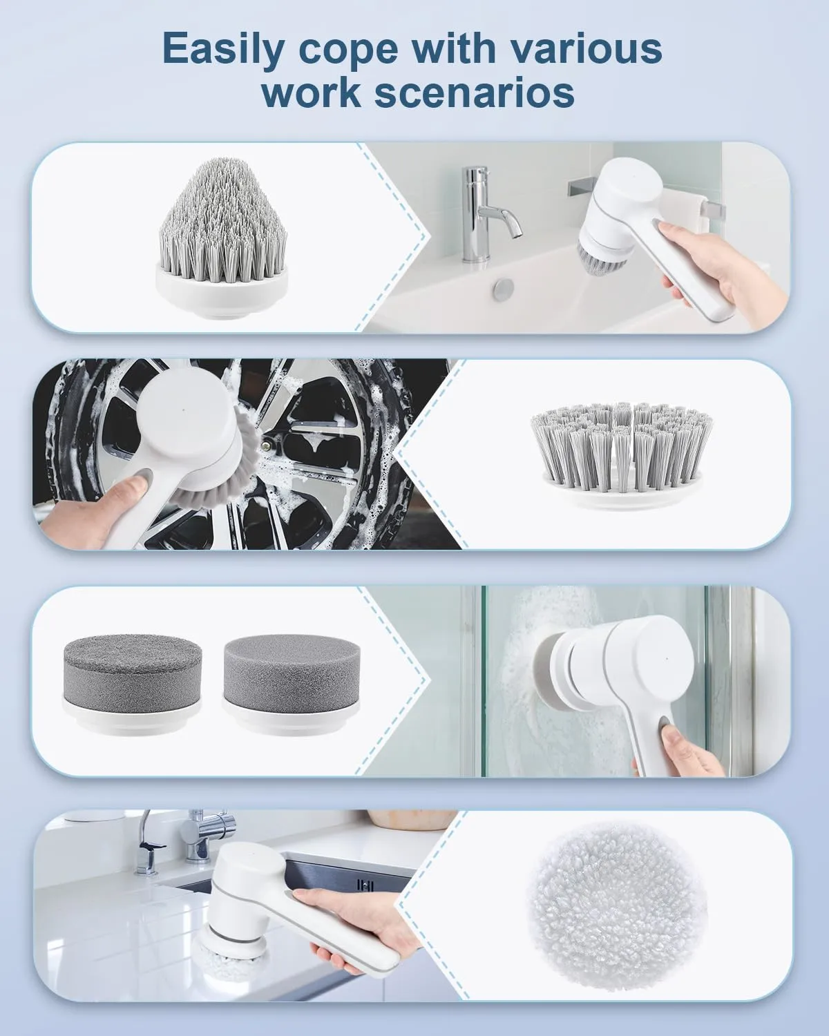 Electric Spin Scrubber - Shower Scrubber,Bathroom Scrubber Electric,for Cleaning Tub, Floor, Tile, Window, Sink, Kitchen Cleaning with 5 Electric Cleaning Brush Head