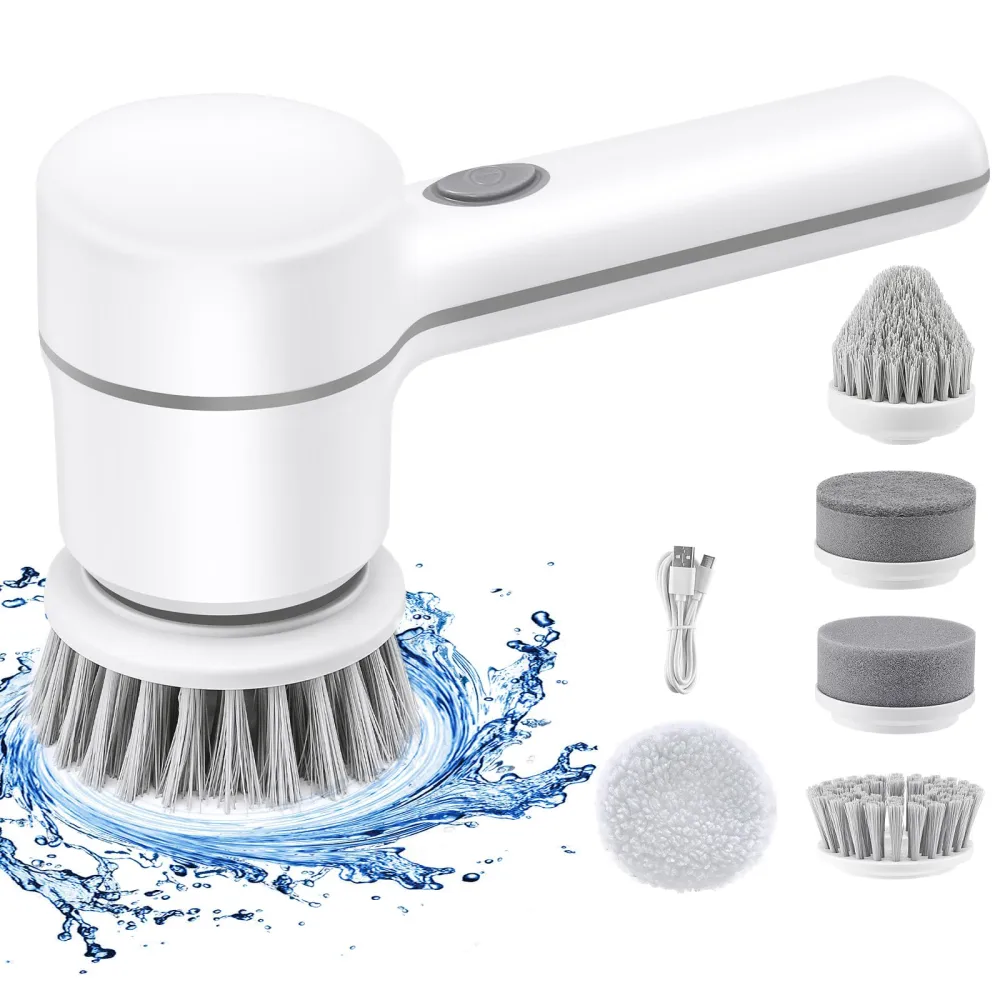 Electric Spin Scrubber - Shower Scrubber,Bathroom Scrubber Electric,for Cleaning Tub, Floor, Tile, Window, Sink, Kitchen Cleaning with 5 Electric Cleaning Brush Head