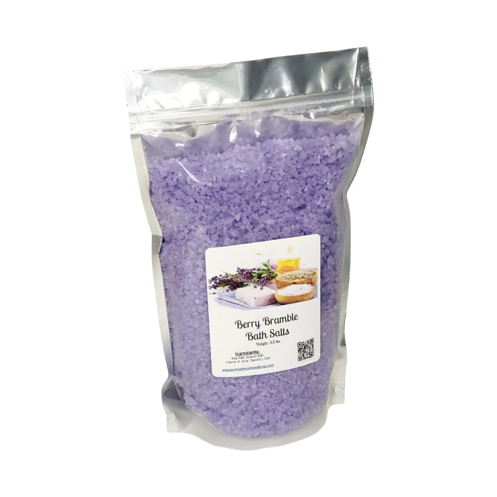 Bath Salts | 4lb Bag (64 oz.) | Berry Bramble Scent | Epsom Salt | Sea Salt | Bathing | Body Care | Beauty | Relaxation | Spa | Pedicure | Manicure