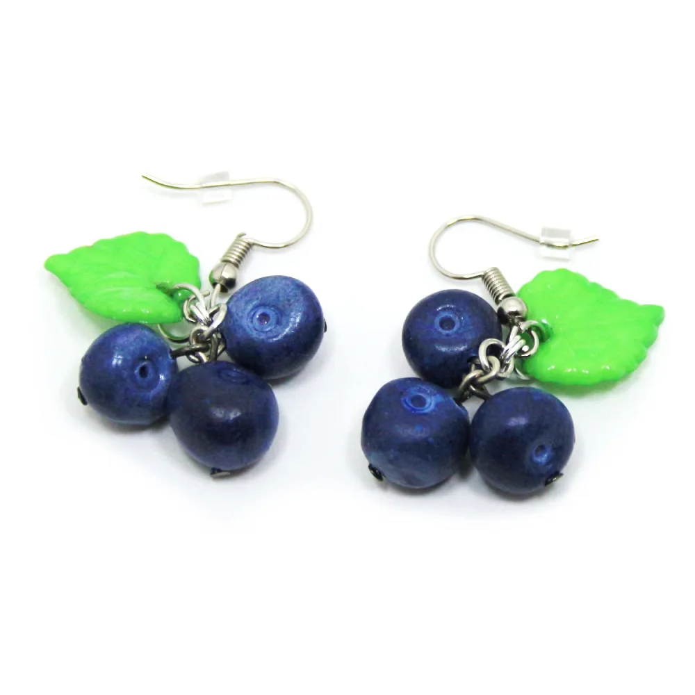 Blueberry earrings Handmade Unique Berries Polymer Clay blue berry jewelry Fruit jewellery Mini Food summer Woodland Forest berries jewelry gift for girl