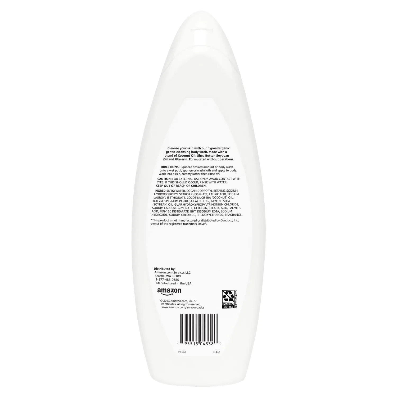 Amazon Basics Body Wash for Sensitive Skin, Hypoallergenic, Unscented, 22 fl oz (Pack of 1)