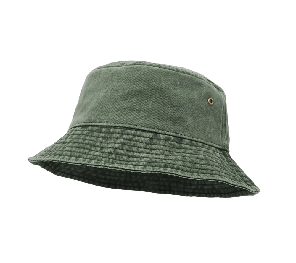 Bucket Hat, Wide Brim Washed Denim Cotton Outdoor Sun Hat Flat Top Cap for Fishing Hiking Beach Sports