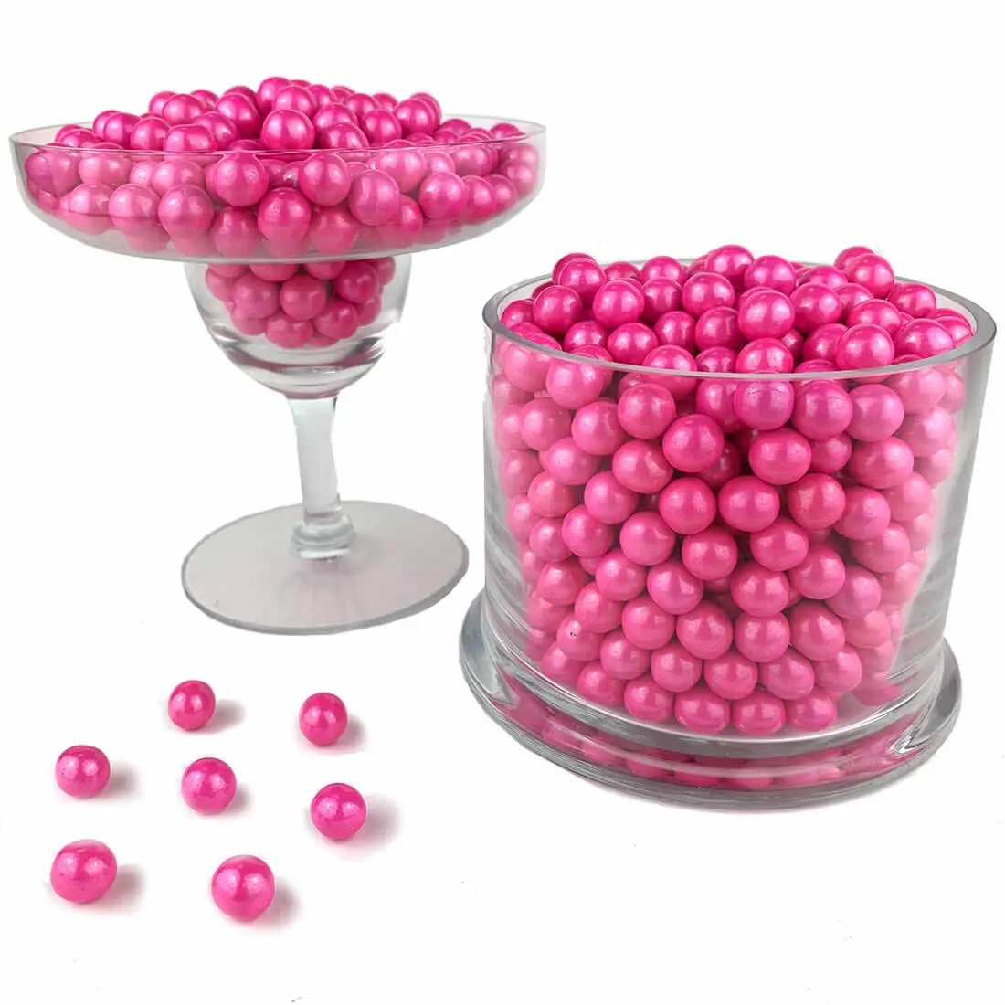 Color It Candy Shimmer Bright Pink Sixlets 2 Lb Bag - Perfect For Table Centerpieces, Weddings, Birthdays, Candy Buffets, & Party Favors.