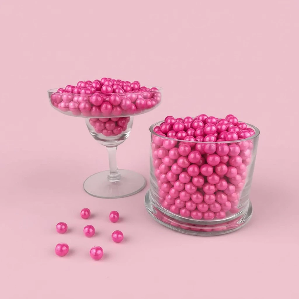 Color It Candy Shimmer Bright Pink Sixlets 2 Lb Bag - Perfect For Table Centerpieces, Weddings, Birthdays, Candy Buffets, & Party Favors.
