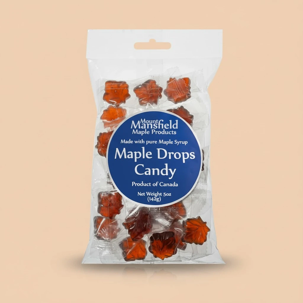 Mansfield Maple Maple Drops Hard Candy Made with Real Maple Syrup (15oz Cellophane Bag)