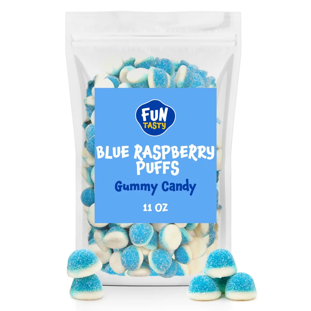 Funtasty Blue Raspberry Puffs Gummy Candy - It's a Boy - Gender Reveal - 11-Ounce Pack