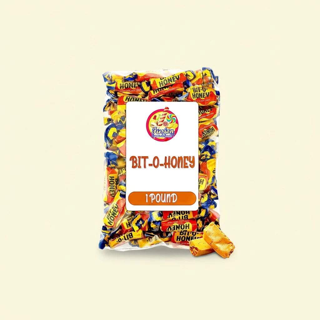 Bit-O-Honey Candy - 1 LB Bulk Bag - Individually Wrapped Retro Candy - Real Honey And Almond Taffy (Approx 65 Pieces)