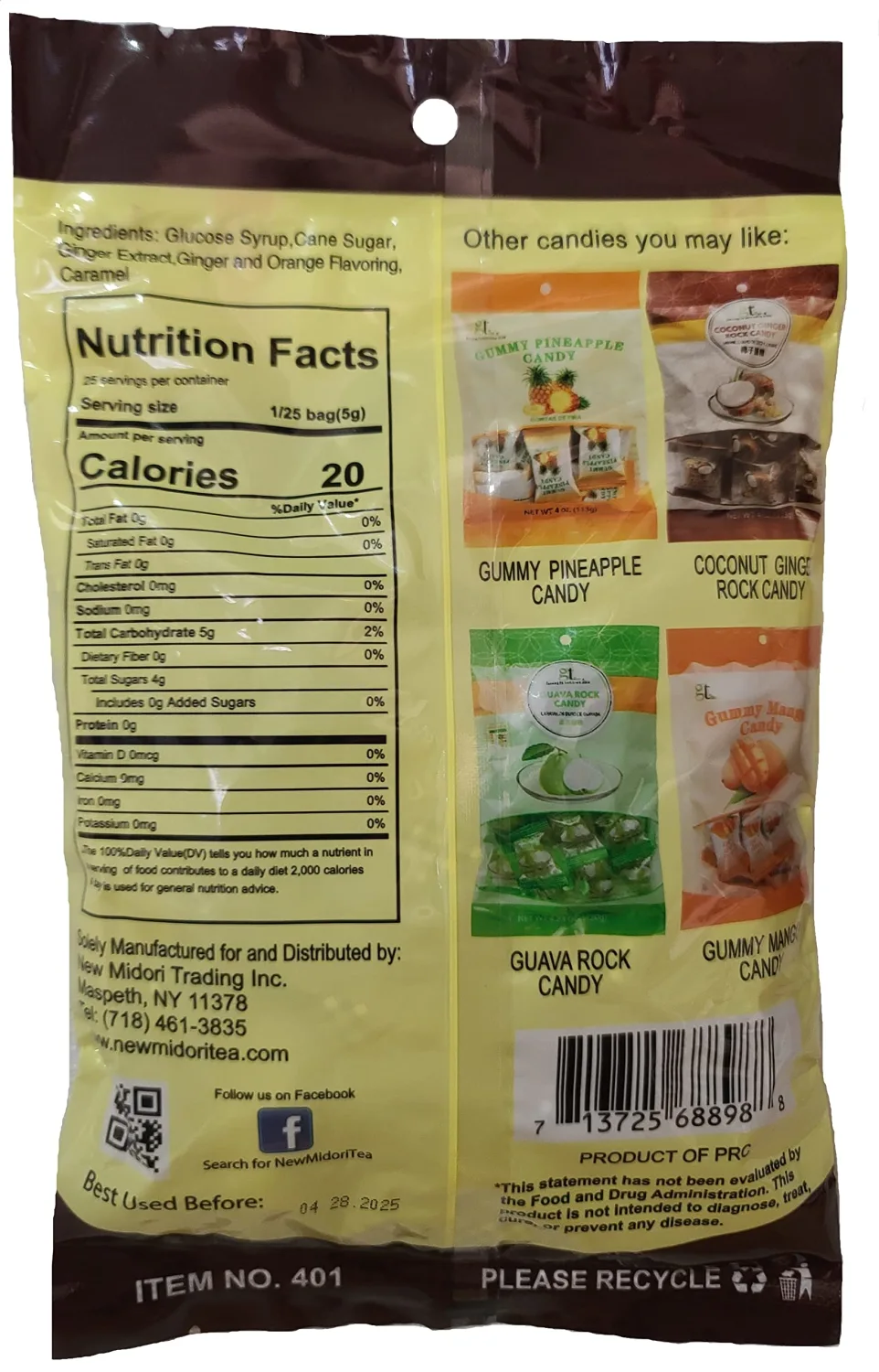 Amber Ginger Rock Candy (2-Pack)…