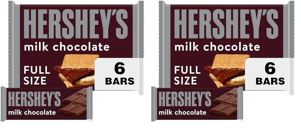 HERSHEY'S Milk Chocolate, Easter Candy Bars, 1.55 oz (6 Count) (Pack of 2)