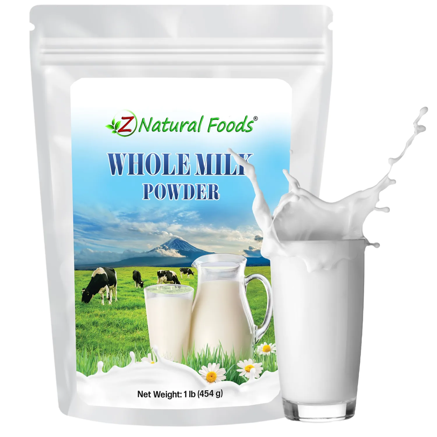 Z Natural Foods Premium Whole Milk Powder - Powdered Milk for Baking, Cooking, Drinks - Dry Milk Powder, Pasteurized, Non-GMO, Gluten-Free, Kosher-Certified, 1 lb