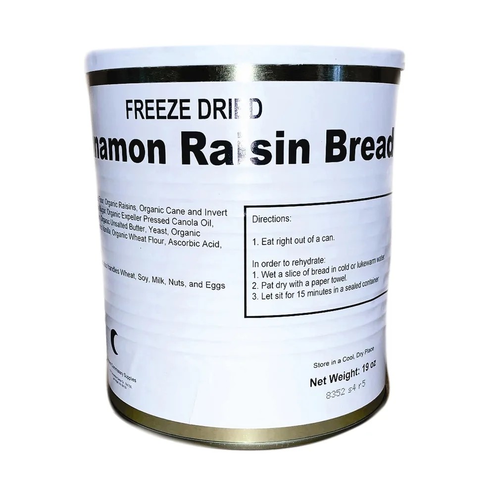 Freeze Dried Cinnamon Raisin Bread Can | Jarred and Packed Emergency Food Supply | Hunting, Survival, Camping, Backpacking Long Term Food Storage 25+ years shelf life | Easy Prep Survival Food 10 Size Cans (Cinnamon Raisin Bread)