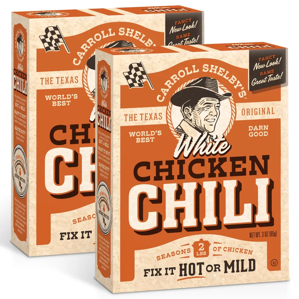 Carroll Shelby's Original Texas Brand White Chicken Chili Kit 3oz Box (Pack of 2)