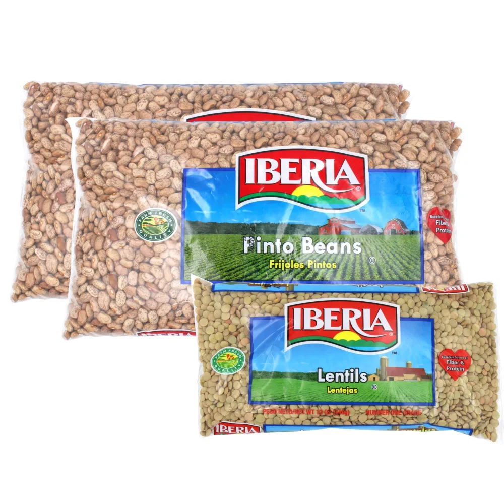 Iberia Pinto Beans 4 lb. (Pack of 2) + Iberia Lentils 12 oz.