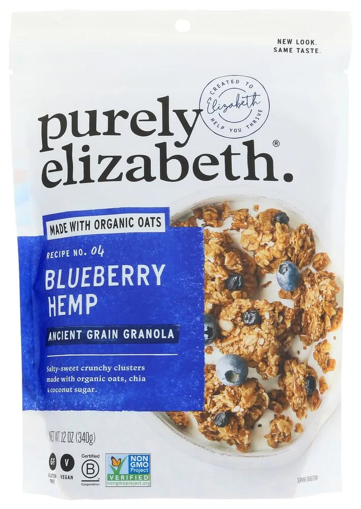 Purely Elizabeth - Ancient Grain Granola Cereal Blueberry Hemp - 12 oz by purely elizabeth