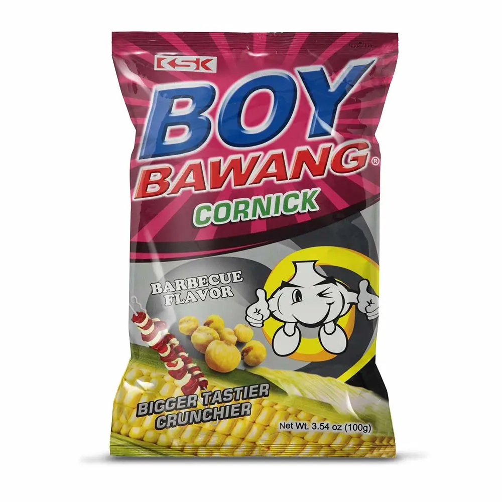 Boy Bawang Cornick, Barbeque - Crispy Tasty & Gluten-Free Corn Nuts 3.54 ounces (100g), 3 Pack