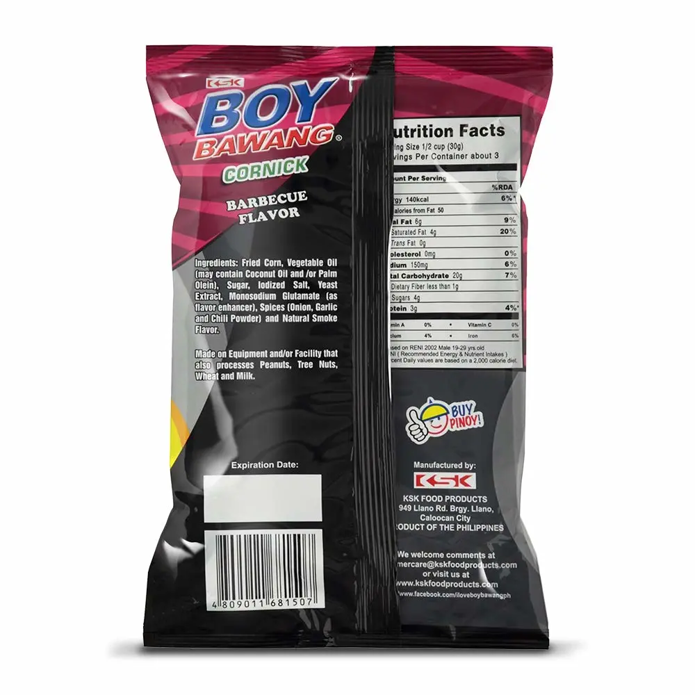 Boy Bawang Cornick, Barbeque - Crispy Tasty & Gluten-Free Corn Nuts 3.54 ounces (100g), 3 Pack
