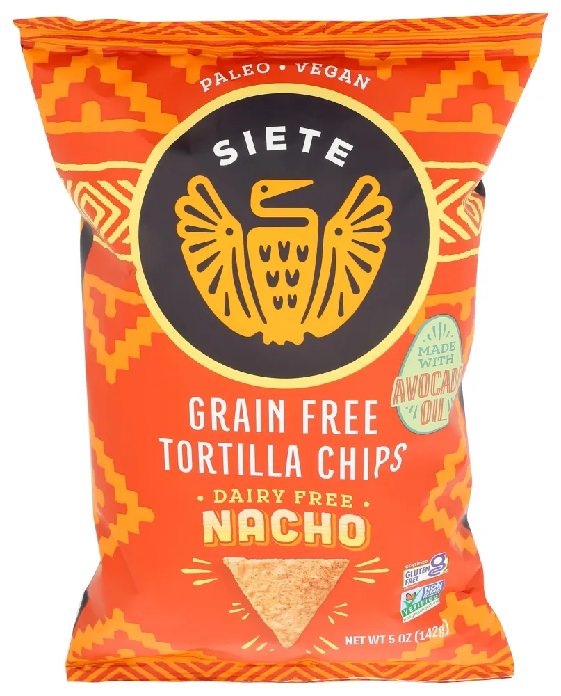 Siete Grain Free Tortilla Chips, Nacho, 5 oz