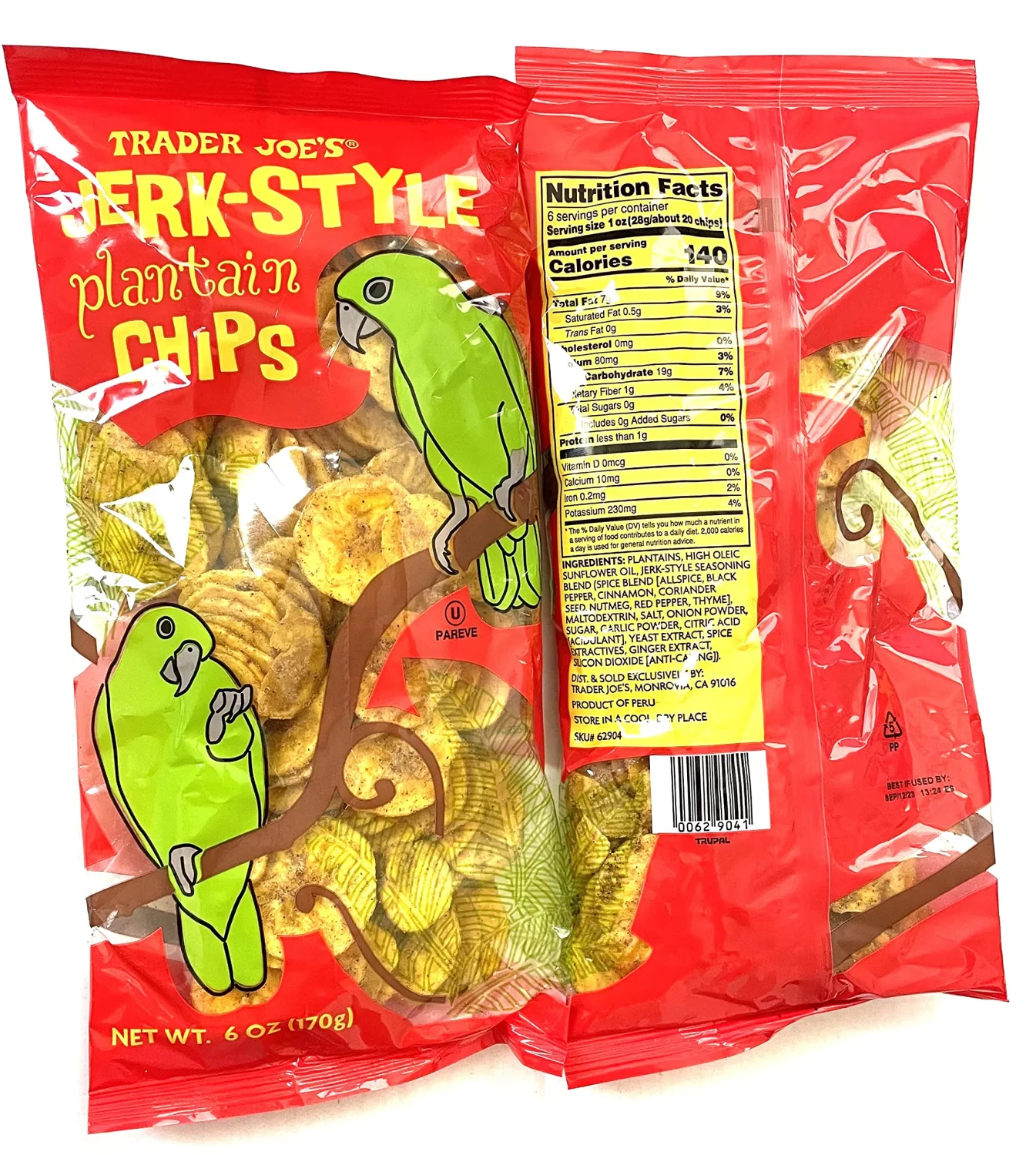 Trader Joe's Jerk-Style Plantain Chips - NET WT 6OZ - 2 PACK