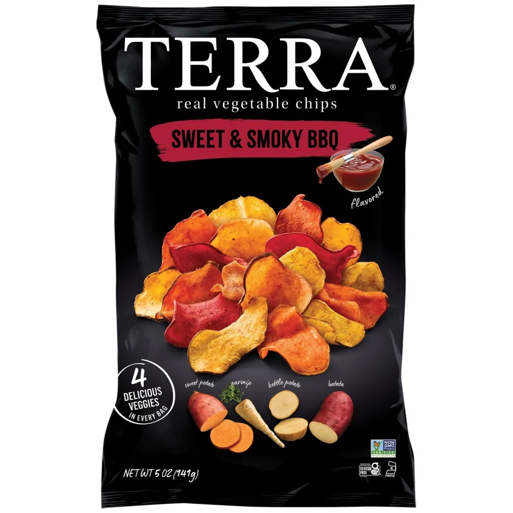 Terra Vegetable Chips, Sweet & Smoky BBQ, 5 oz (Pack of 6)