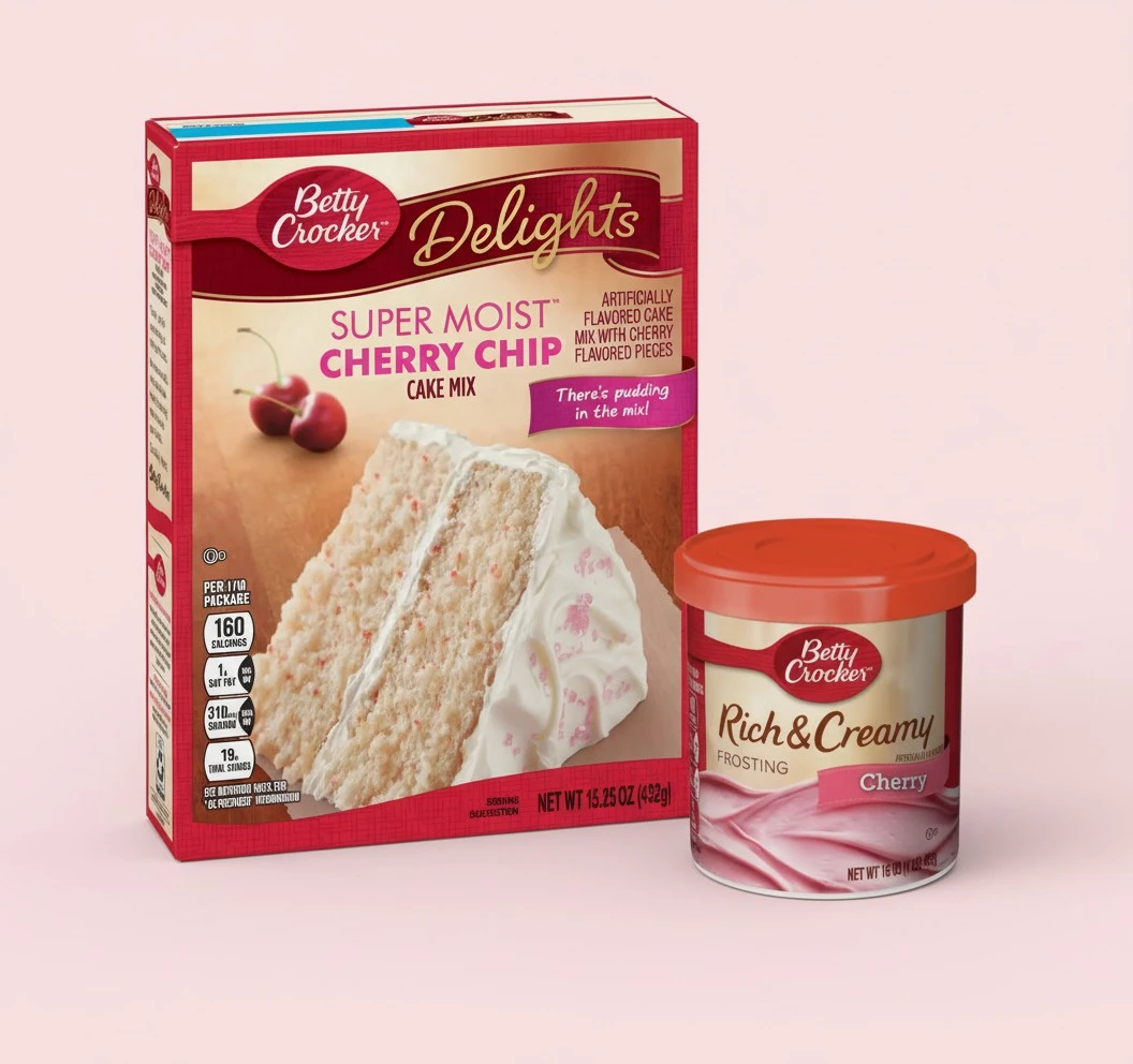 Betty Crocker Cherry Chip Cake Mix and Cherry Frosting Bundle (2 Items)